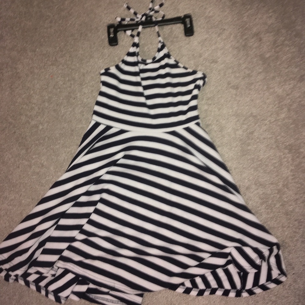 Navy Blue Striped Dress